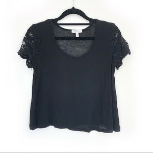 Delia's Black Lace Sleeve Crop Top XS